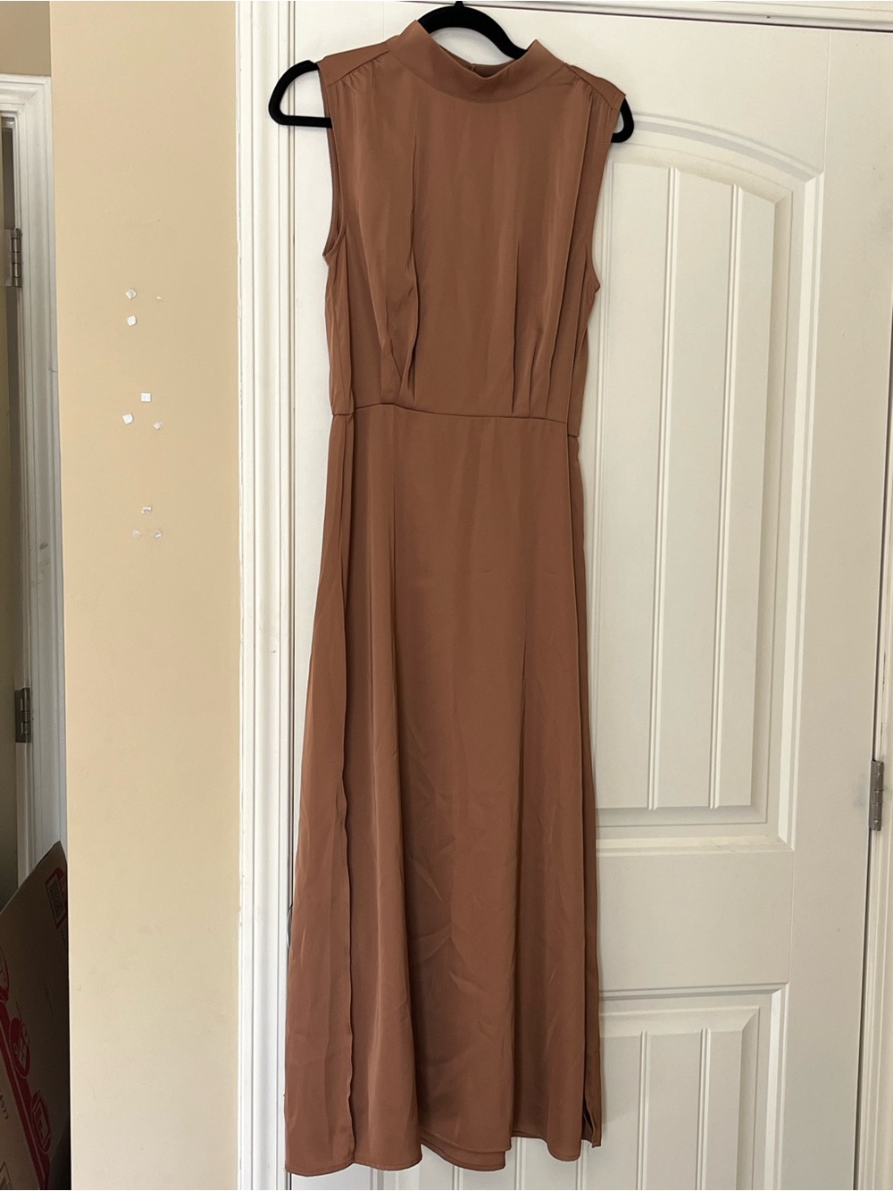 Pretty Garden PrettyGarden New M Sleeveless Mock Neck Maxi Dress Copper Brown